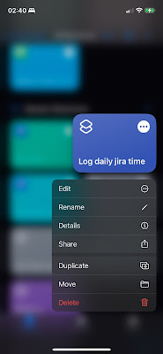 Log your time automatically using Jira and the Shortcuts app (Apple iOS)